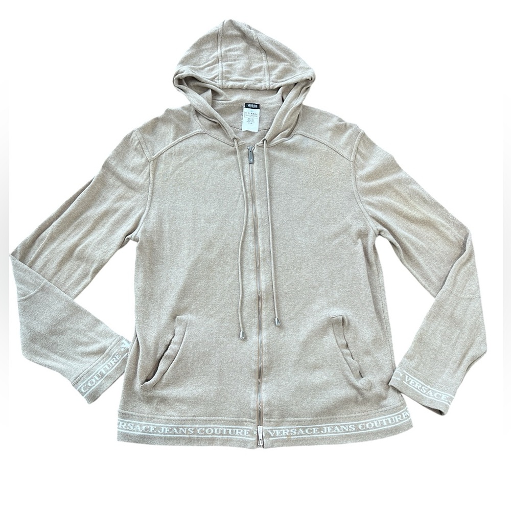 Versace Jeans Couture Beige Lightweight Hoodie.